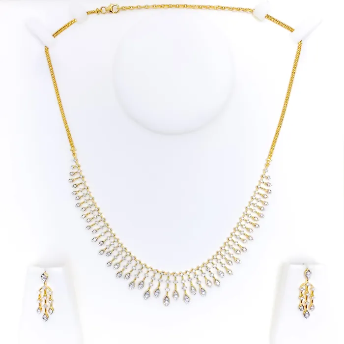 PreStyled Sets Andaaz Jewelers Graduating Marquise Drop Diamond 18k Gold Necklace Set