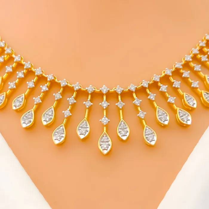 PreStyled Sets Andaaz Jewelers Graduating Marquise Drop Diamond 18k Gold Necklace Set