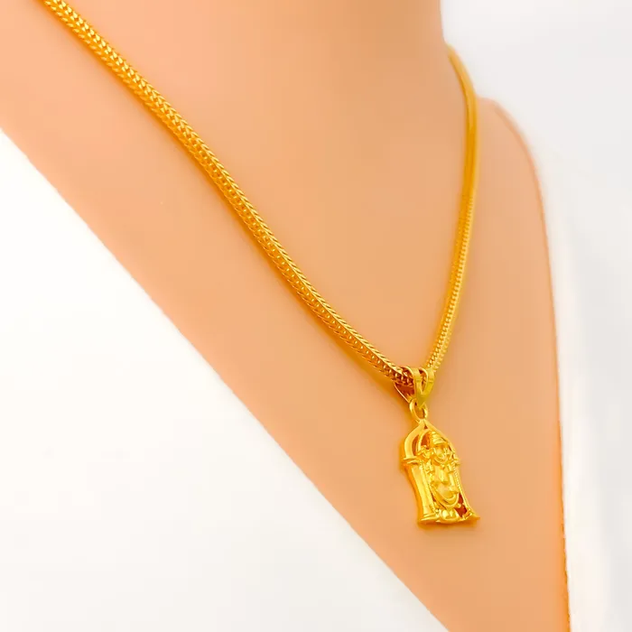 PreStyled Sets Andaaz Jewelers Minimalist Sleek 22k Gold Tirupati Balaji Pendant