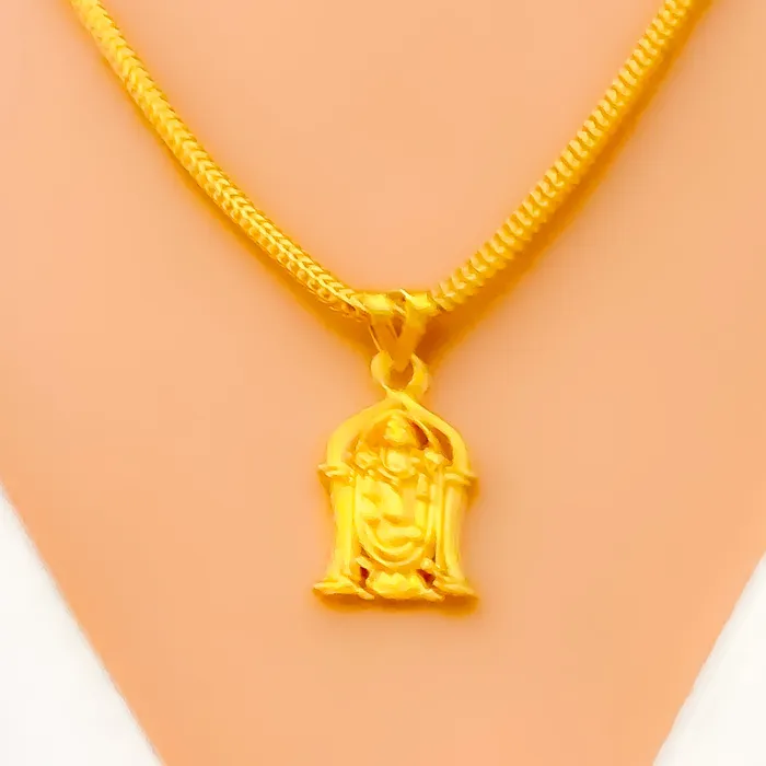 PreStyled Sets Andaaz Jewelers Minimalist Sleek 22k Gold Tirupati Balaji Pendant