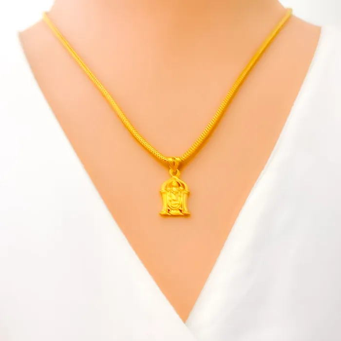 PreStyled Sets Andaaz Jewelers Minimalist Sleek 22k Gold Tirupati Balaji Pendant