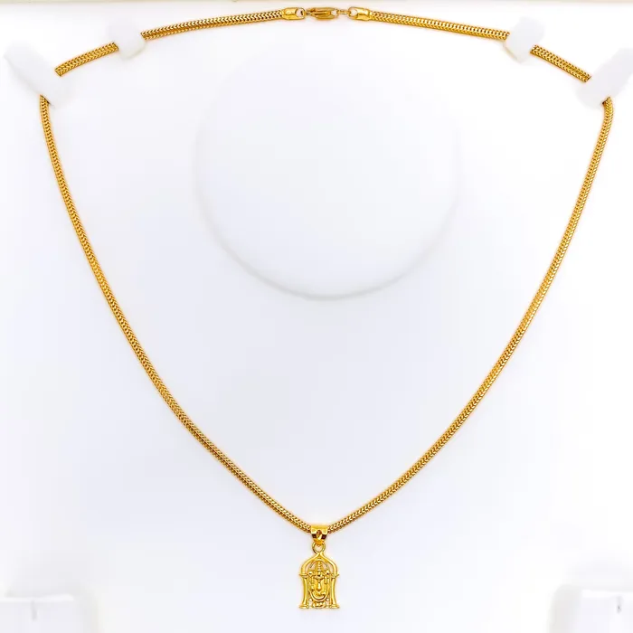 PreStyled Sets Andaaz Jewelers Minimalist Sleek 22k Gold Tirupati Balaji Pendant