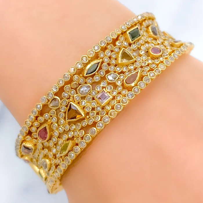 PreStyled Sets Andaaz Jewelers Tourmaline Polki 22k Gold Bangle