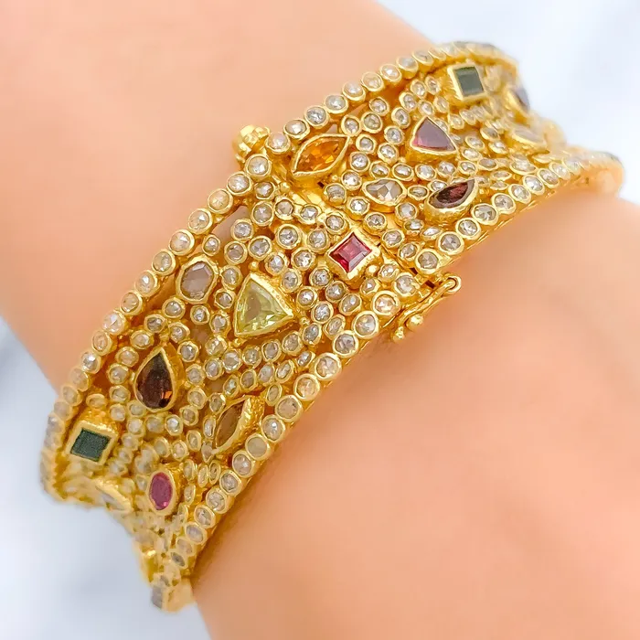 PreStyled Sets Andaaz Jewelers Tourmaline Polki 22k Gold Bangle