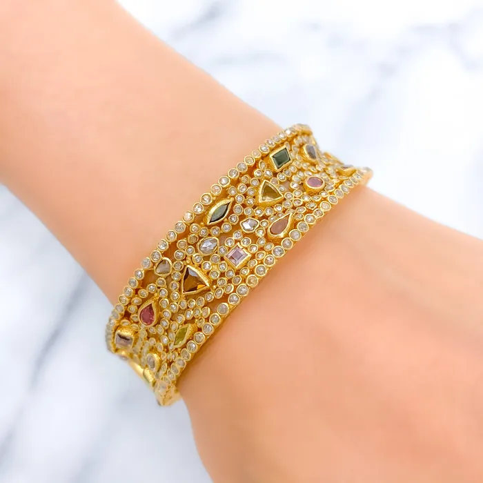 PreStyled Sets Andaaz Jewelers Tourmaline Polki 22k Gold Bangle