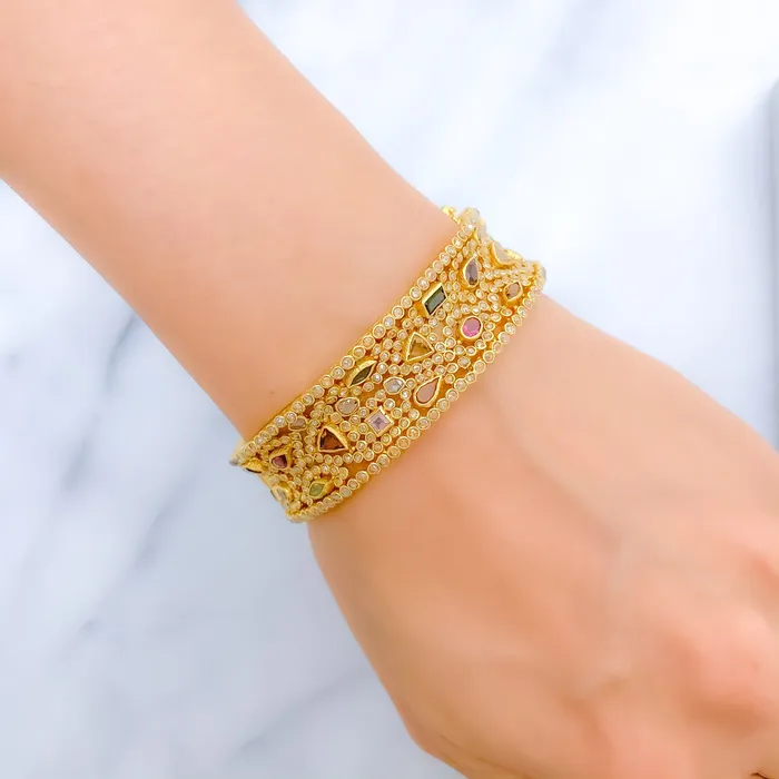 PreStyled Sets Andaaz Jewelers Tourmaline Polki 22k Gold Bangle
