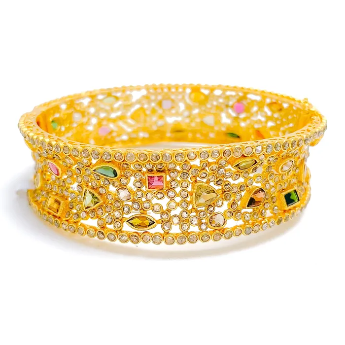 PreStyled Sets Andaaz Jewelers Tourmaline Polki 22k Gold Bangle