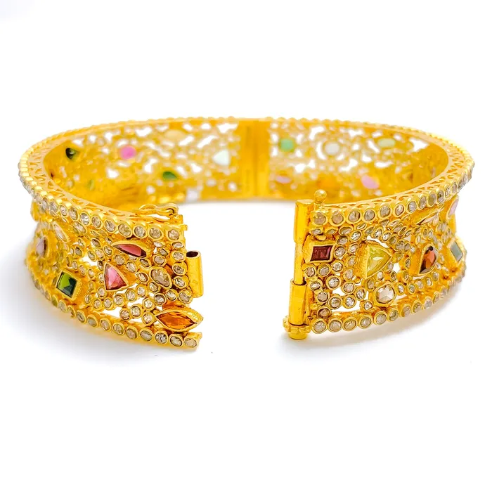 PreStyled Sets Andaaz Jewelers Tourmaline Polki 22k Gold Bangle
