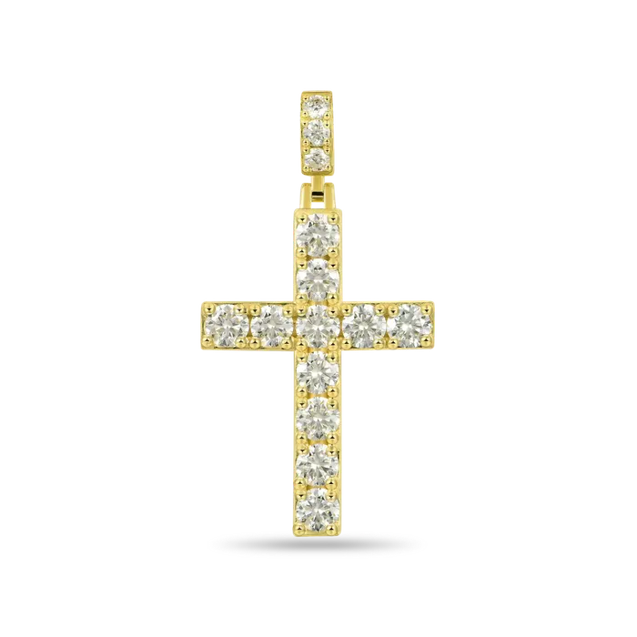 PreStyled Sets aporro Solid Tennis Cross Pendant in Yellow Gold Large