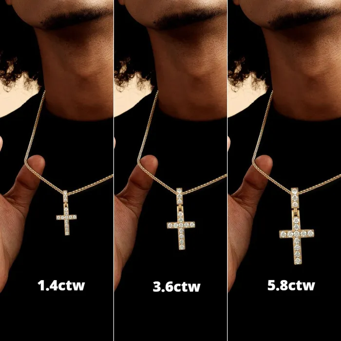 PreStyled Sets aporro Solid Tennis Cross Pendant in Yellow Gold Large