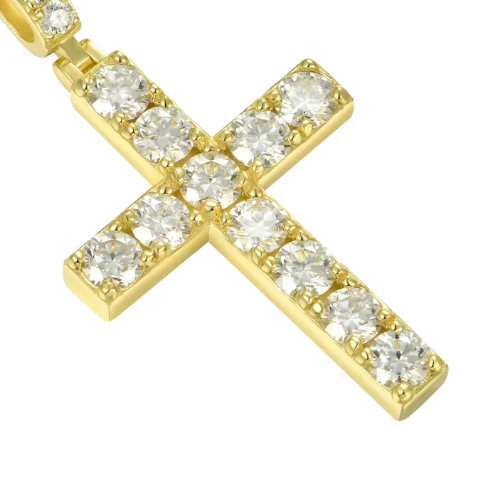 PreStyled Sets aporro Solid Tennis Cross Pendant in Yellow Gold Large