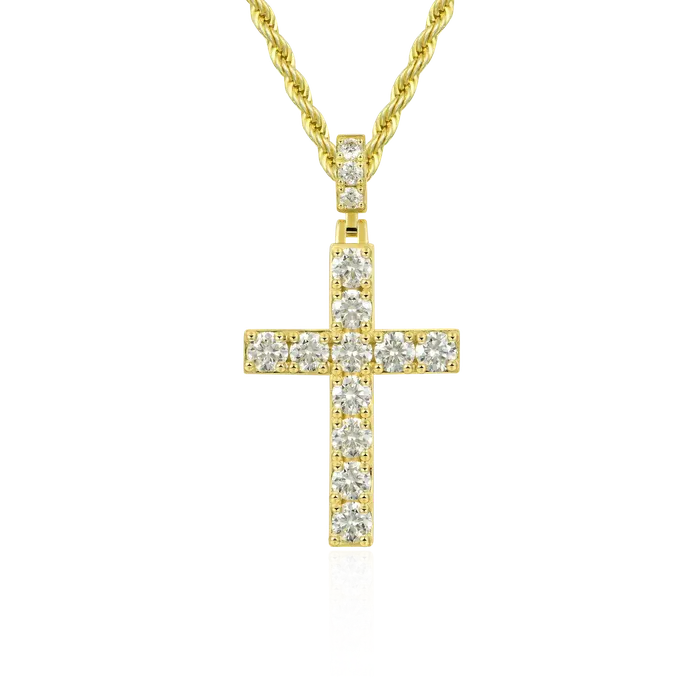 PreStyled Sets aporro Solid Tennis Cross Pendant in Yellow Gold Large