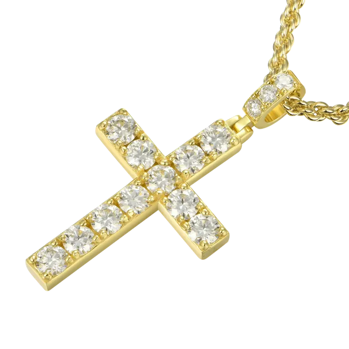PreStyled Sets aporro Solid Tennis Cross Pendant in Yellow Gold Large