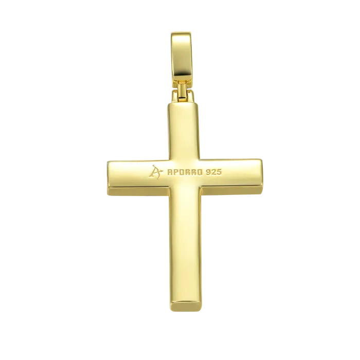 PreStyled Sets aporro Solid Tennis Cross Pendant in Yellow Gold Large