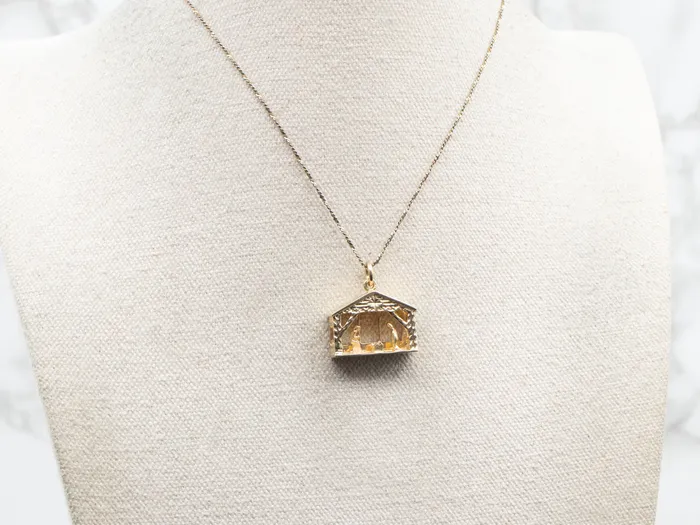 PreStyled Sets Market Square Jewelers Vintage Gold Creche Nativity Scene Pendant PreStyled Sets Market Square Jewelers Vintage Gold Creche Nativity Scene Pendant
