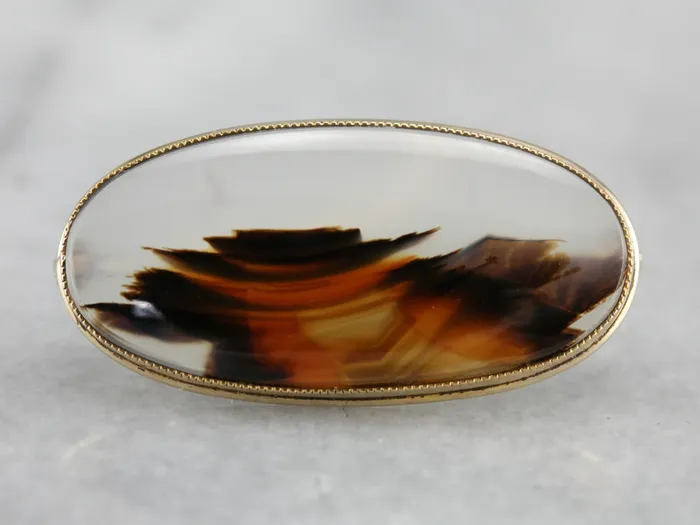 PreStyled Sets Montana Agate Gold Brooch Market Square Jewelers