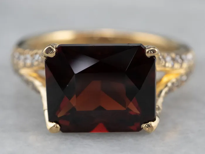 Pyrope Garnet and Diamond 18K Gold Ring Market Square Jewelers Rings Pyrope Garnet and Diamond 18K Gold Ring Market Square Jewelers Rings