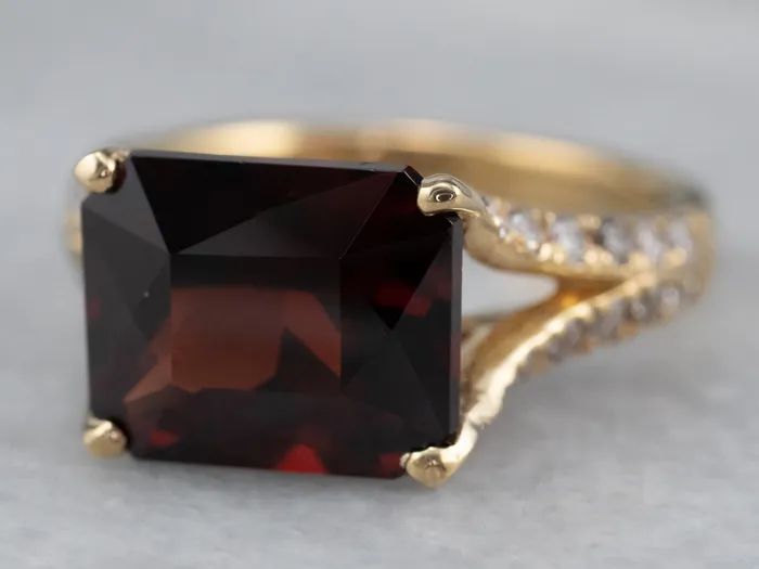 Pyrope Garnet and Diamond 18K Gold Ring Market Square Jewelers Rings Pyrope Garnet and Diamond 18K Gold Ring Market Square Jewelers Rings