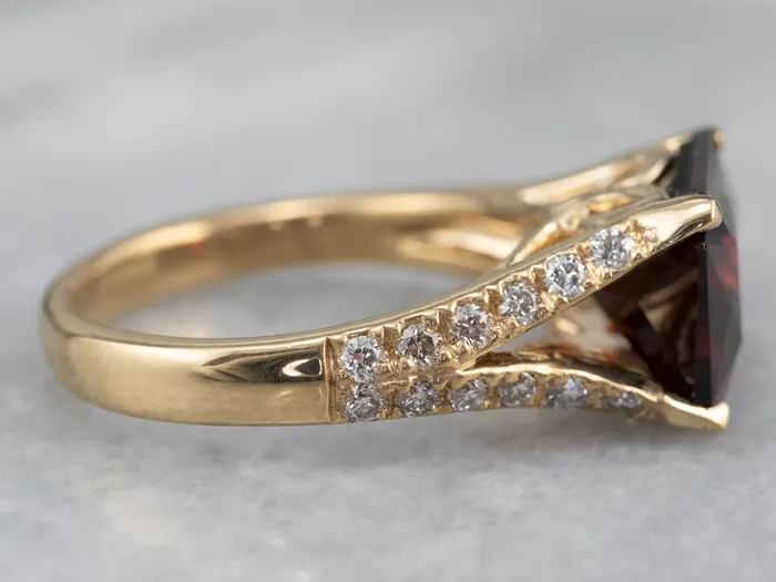 Pyrope Garnet and Diamond 18K Gold Ring Market Square Jewelers Rings Pyrope Garnet and Diamond 18K Gold Ring Market Square Jewelers Rings