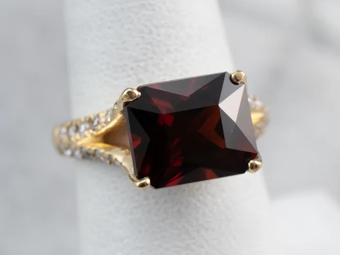 Pyrope Garnet and Diamond 18K Gold Ring Market Square Jewelers Rings Pyrope Garnet and Diamond 18K Gold Ring Market Square Jewelers Rings