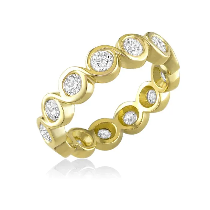 Rings 18kt Yellow Gold Twist Bezel Diamond Eternity Ring Classic Creations Rings 18kt Yellow Gold Twist Bezel Diamond Eternity Ring Classic Creations