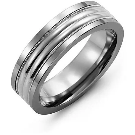 Rings 7mm Cobalt 14K White Gold Ring Madani