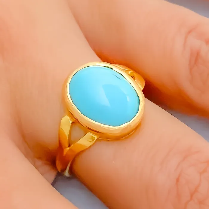 Rings Andaaz Jewelers Classic 22K Gold 35CT Turquoise Ring