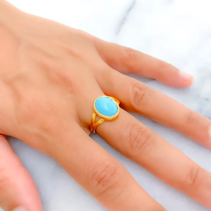 Rings Andaaz Jewelers Classic 22K Gold 35CT Turquoise Ring