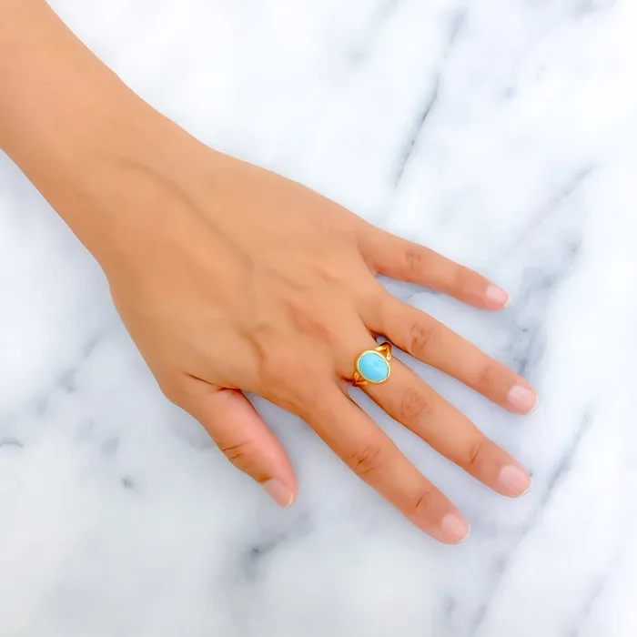 Rings Andaaz Jewelers Classic 22K Gold 35CT Turquoise Ring