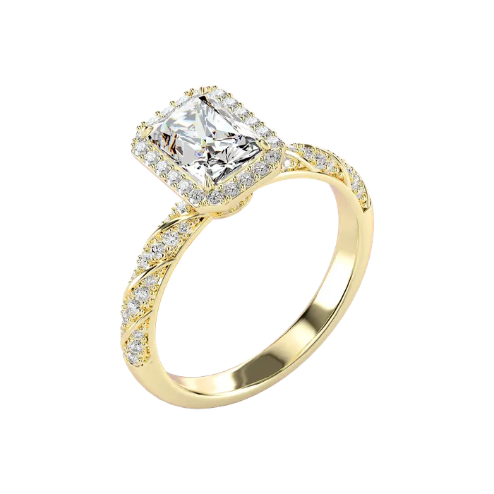 Rings Aporro Brand Emerald Cut Halo Diamond Rope Engagement Ring Custom