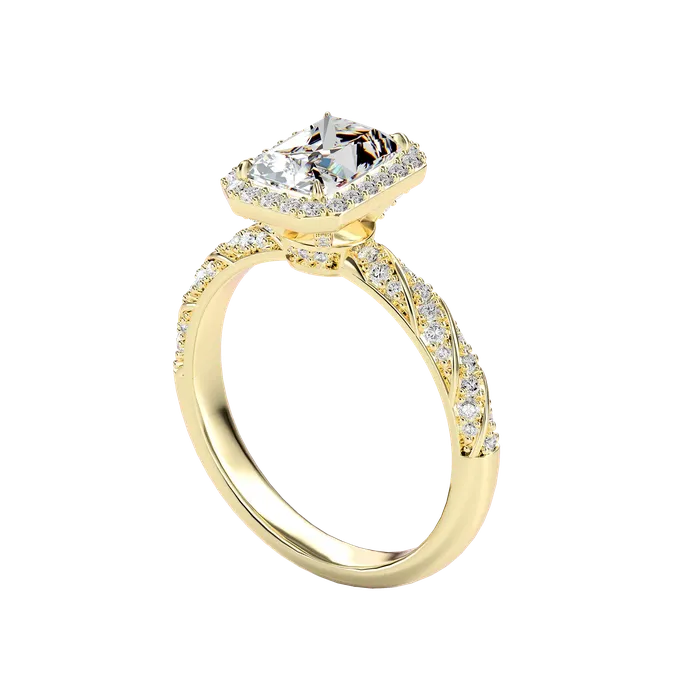 Rings Aporro Brand Emerald Cut Halo Diamond Rope Engagement Ring Custom