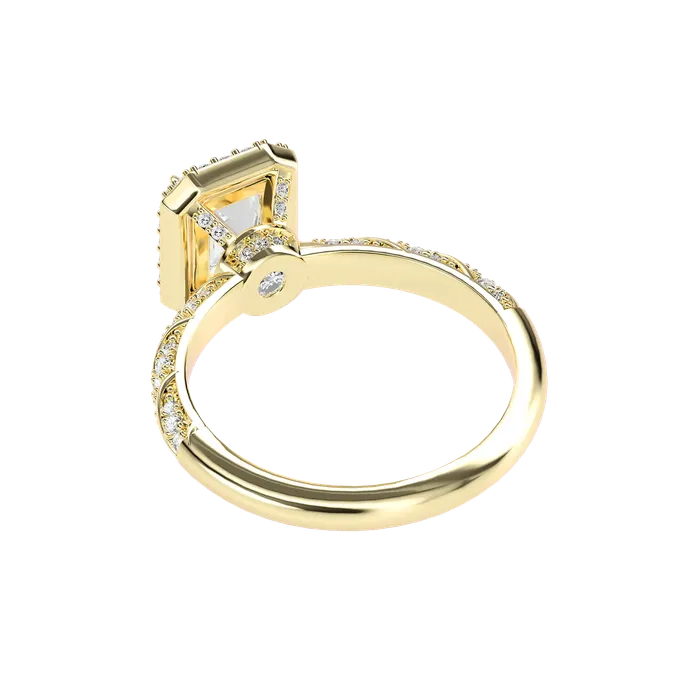Rings Aporro Brand Emerald Cut Halo Diamond Rope Engagement Ring Custom