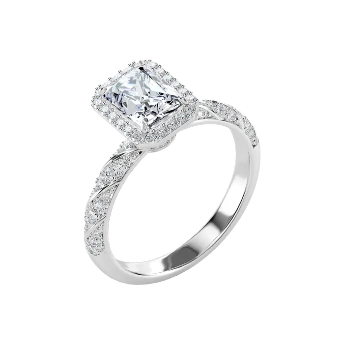 Rings Aporro Brand Emerald Cut Halo Diamond Rope Engagement Ring Custom