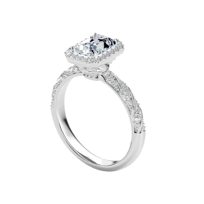 Rings Aporro Brand Emerald Cut Halo Diamond Rope Engagement Ring Custom