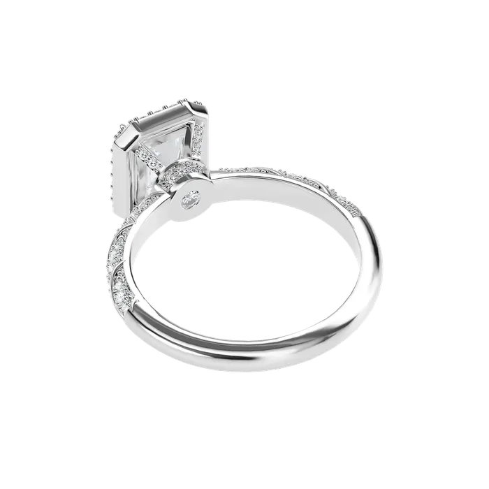 Rings Aporro Brand Emerald Cut Halo Diamond Rope Engagement Ring Custom