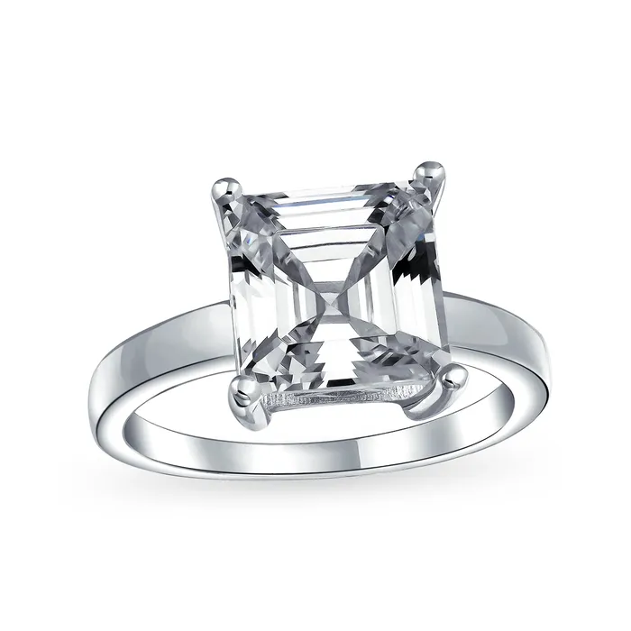 Rings BlingJewelry Wholesale Classic 3CT AAA CZ Asscher Cut Solitaire Engagement Ring in Sterling Silver Rings BlingJewelry Wholesale Classic 3CT AAA CZ Asscher Cut Solitaire Engagement Ring in Sterling Silver