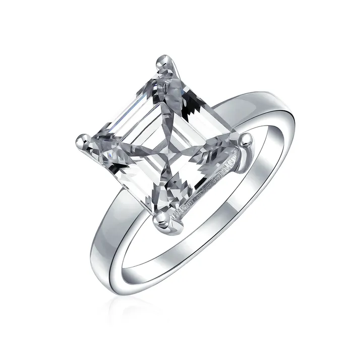 Rings BlingJewelry Wholesale Classic 3CT AAA CZ Asscher Cut Solitaire Engagement Ring in Sterling Silver Rings BlingJewelry Wholesale Classic 3CT AAA CZ Asscher Cut Solitaire Engagement Ring in Sterling Silver