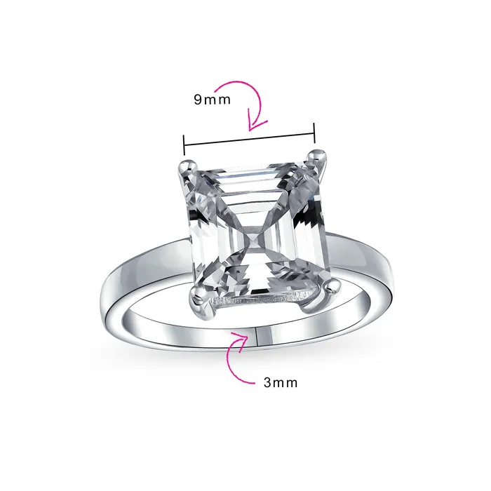 Rings BlingJewelry Wholesale Classic 3CT AAA CZ Asscher Cut Solitaire Engagement Ring in Sterling Silver Rings BlingJewelry Wholesale Classic 3CT AAA CZ Asscher Cut Solitaire Engagement Ring in Sterling Silver