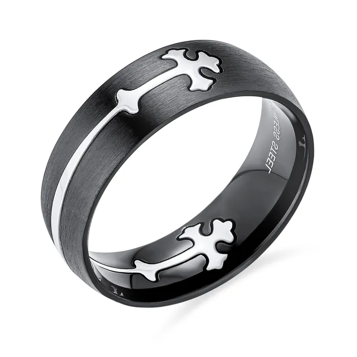 Rings BlingJewelry Wholesale Mens Stainless Steel Religious Maltase Fleur De Lis Cross Black Wedding Band Ring Rings BlingJewelry Wholesale Mens Stainless Steel Religious Maltase Fleur De Lis Cross Black Wedding Band Ring