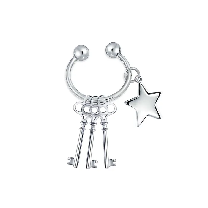 Rings BlingJewelry Wholesale Unisex Star Tag ID Key Chain with Ball Screw Tip and Horseshoe Key Ring Rings BlingJewelry Wholesale Unisex Star Tag ID Key Chain with Ball Screw Tip and Horseshoe Key Ring