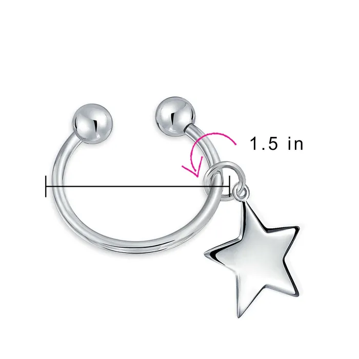 Rings BlingJewelry Wholesale Unisex Star Tag ID Key Chain with Ball Screw Tip and Horseshoe Key Ring Rings BlingJewelry Wholesale Unisex Star Tag ID Key Chain with Ball Screw Tip and Horseshoe Key Ring