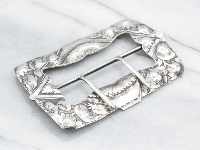 Rings Market Square Jewelers Antique Sterling Silver Floral Belt Buckle