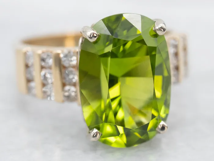 Rings Market Square Jewelers Bold Peridot and Diamond Cocktail Ring