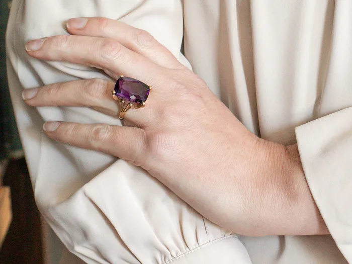 Rings Market Square Jewelers Gold Amethyst Statement Ring