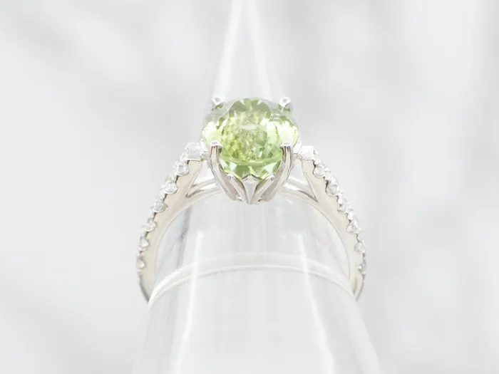 Rings Market Square Jewelers Modern Green Tourmaline and Diamond Ring
