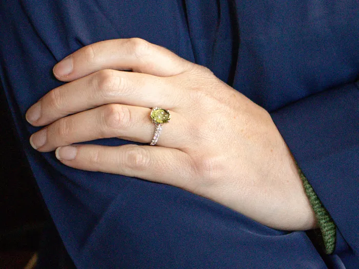 Rings Market Square Jewelers Modern Green Tourmaline and Diamond Ring