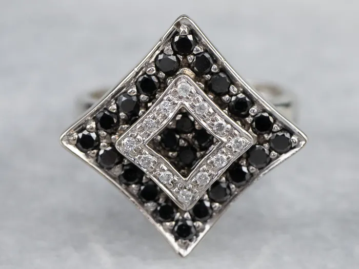 Rings Market Square Jewelers Modernist Black and White Diamond Dinner Ring Rings Market Square Jewelers Modernist Black and White Diamond Dinner Ring