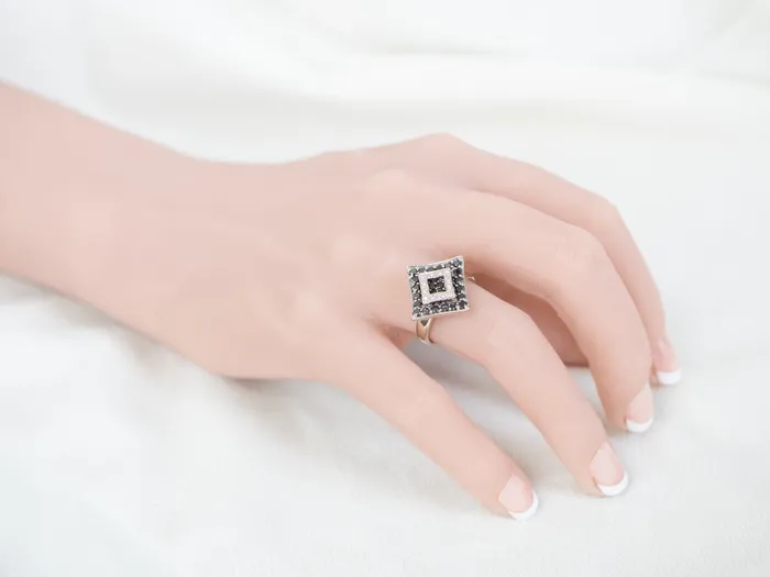 Rings Market Square Jewelers Modernist Black and White Diamond Dinner Ring Rings Market Square Jewelers Modernist Black and White Diamond Dinner Ring