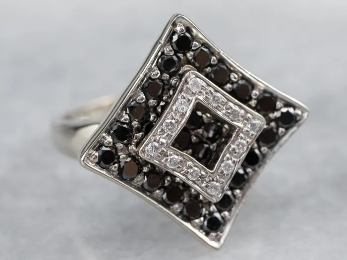 Rings Market Square Jewelers Modernist Black and White Diamond Dinner Ring Rings Market Square Jewelers Modernist Black and White Diamond Dinner Ring