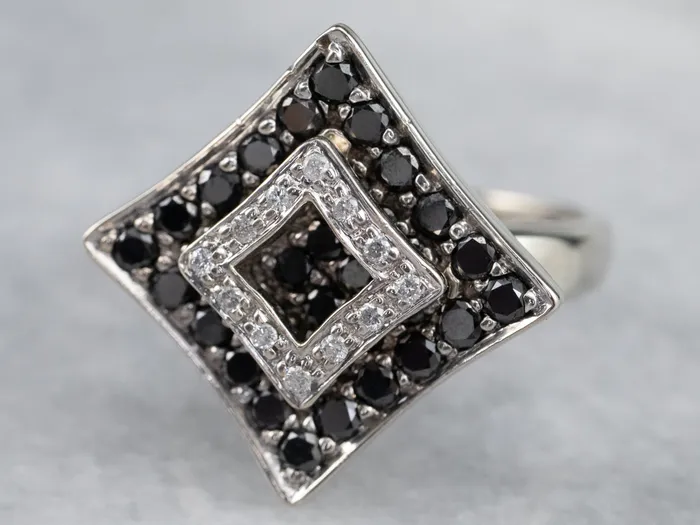 Rings Market Square Jewelers Modernist Black and White Diamond Dinner Ring Rings Market Square Jewelers Modernist Black and White Diamond Dinner Ring